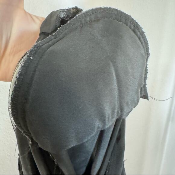 Vintage 80s Gothic Goth Satin Blouse Top Lace Modest Victorian Witchy Office - Picture 6 of 7